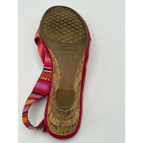 Aerosoles Womens Multicolor Striped Open-Toe Wedge Sandals Size 7W - Picture 8 of 8
